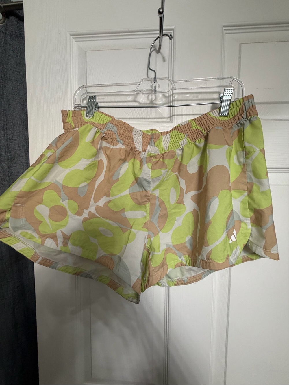 adidas Lime Green & Tan Floral Athletic Running Shorts
